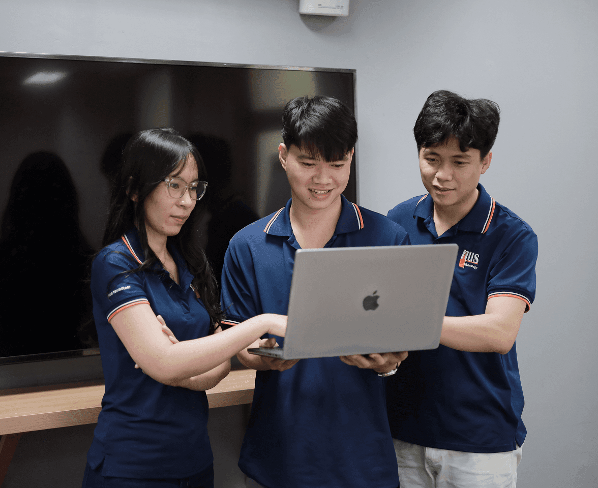 Team members collaborating on a project