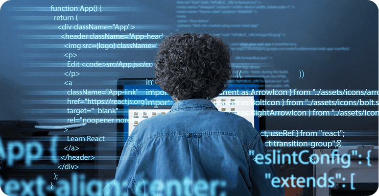Developer working on code at a computer