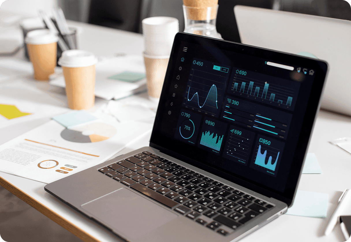 Laptop showing data dashboard