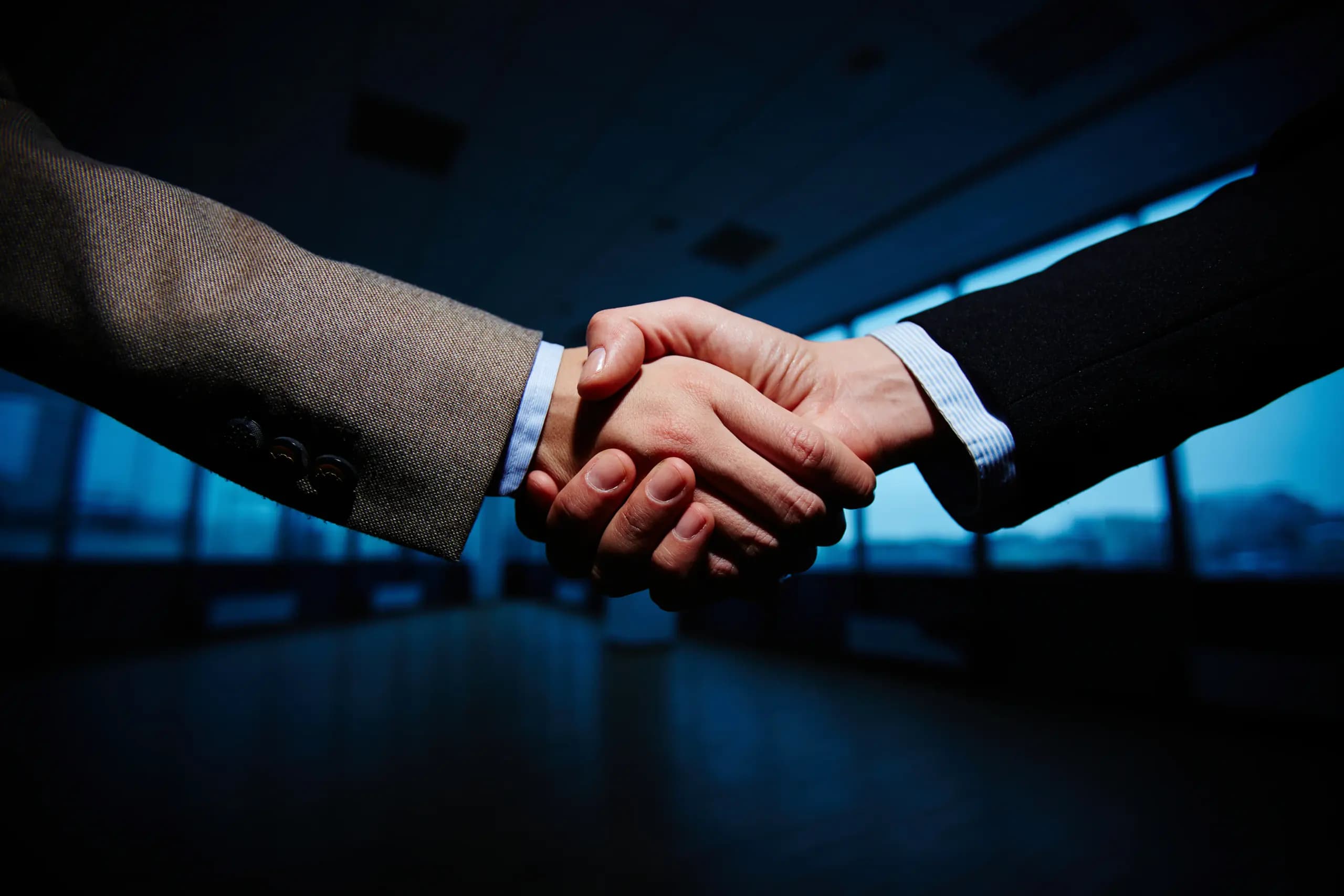 Two business partners shaking hands