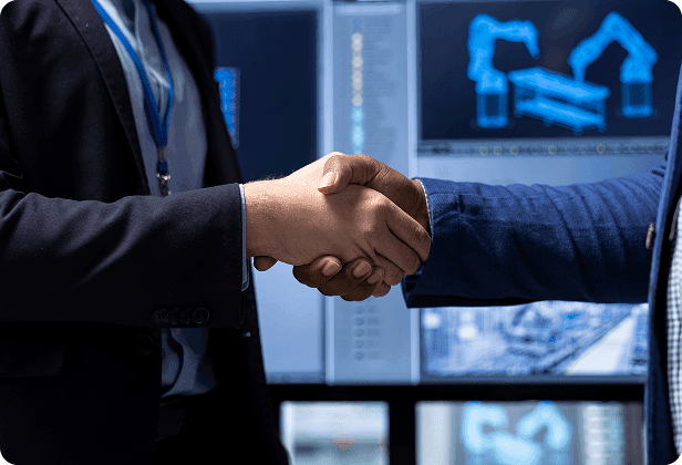 Two men are shaking hands
